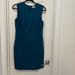 Calvin Klein Blue Sheath Mini Dress Sleeveless Crew Neck